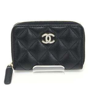 CHANEL Black Caviar Leather Logo Wallet